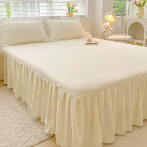 Elastic Solid Color Bed Skirt Lace Bed Skirt Soft Comfortable Non slip Mattress Cover Bedsheet Bedspread