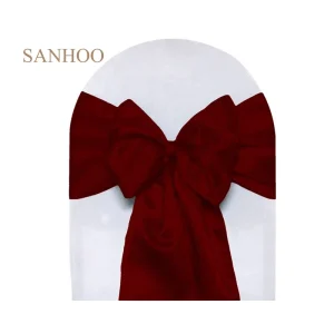 Elastic Spandex Red Bow Knot Chair Covers Sashes Stretch Chair Bands for Wedding