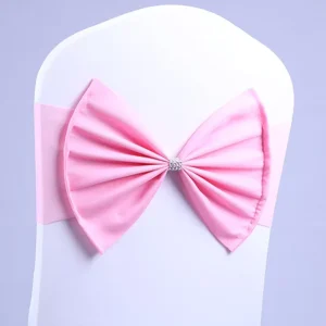 Elastic Spandex Wedding Bows Chair Sashes Bowknot Chair Cover Back Tie for Wedding Banquet Party Hotel Decoration