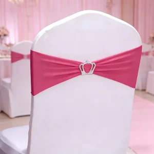 Elastic Stretch Chair Cover Sashes Spandex Wedding Chair Bands With Crown Buckle