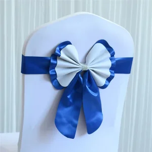 Elastic Stretch Gold Polyester Chair Sashes for Wedding Banquet Birthday Party Chair Decoration