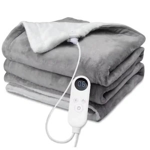 Electric Blanket Full Size Soft Ribbed Flannel to Sherpa Reversible Heated Blanket with 6 Heat Settings