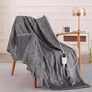 Electric Blanket Temperature Regulated Flannel 7 Heat Levels Fast Warming Safety Protection for Winter Bedding