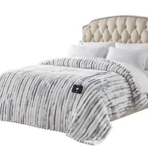 Electric Blanket Twin Size Faux Fur Sherpa Heated Breathable Fast Heating Machine Washable