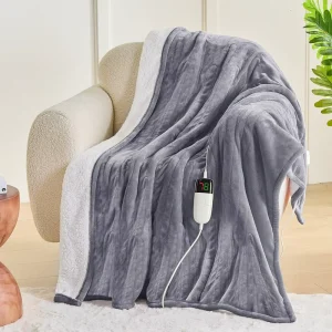 Electric Blanket with 10 Heat Levels 1/2/4/6/8 Hours Auto-Off Overheat Protection Flannel Sherpa Nature Warm Heated Blanket