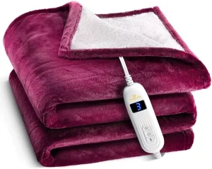 Electric Blankets Flannel Sherpa Heated Blanket 10 Hour Time Auto Off Function Machine Washable
