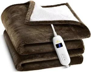 Electric Blankets Flannel & Sherpa Heated Blanket 10-hour Time Auto-Off Function