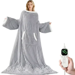 Electric Heated Blanket Faux Fur Rapid Heating Washable Hooded Wearable Blanket for Home Couch Office OEM Factory