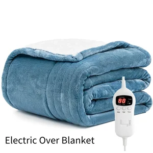 Electric Heated Blanket King Size 100×90″ Dual Control 10 Heat Levels 10 Hour Auto Off Overheat Protection Breathable Durable