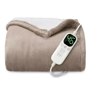 Electric Heated Blanket Throw Fast Heating Adjustable Temperature Washable Soft Flannel Overheat Protection for Winter Home Use