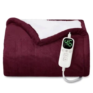 Electric Heated Blanket Throw Fast Heating Adjustable Temperature Washable Soft Flannel Overheat Protection for Winter Home Use