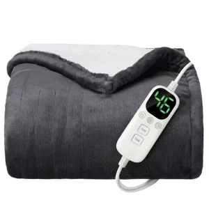 Electric Heated Blanket Warm Throw Rapid Heating 12 Levels Temperature Control Energy Saving Cozy Flannel Blanket for Bedroom
