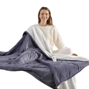 Electric Heated Full Size Blanket 72”x84” Lavender Purple Flannel Sherpa Double Sided 5 Heat Settings 10 Hour Auto Off