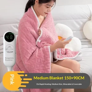 Electric Heated Graphene Flannel Coral Fleece Winter Washable Body-Warming Overblanket 160x120cm 100W