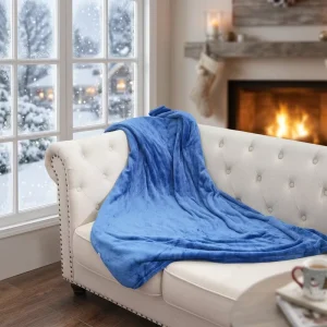Electric Heated Sherpa Blanket Throw with Auto Shut Off and Portable Design for Winter Bed