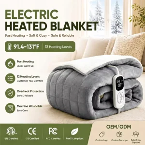 Electric Heated Throw Blanket Flannel Fleece Blanket Soft Warm Washable Temperature Adjustable Home Winter OEM