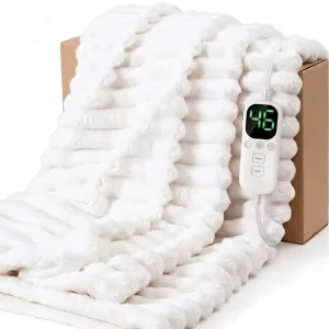 Electric Heated Throw Blanket Soft Faux Fur Fast Heating Auto Shut Off Washable Winter Home OEM