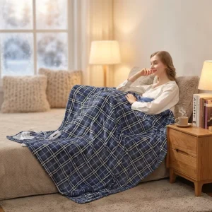 Electric Heated Throw Blanket with Temperature Control Portable Design Machine Washable Soft Flannel Material