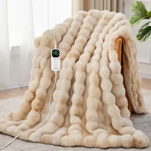 Electric Heating Blanket Warming Blanket Faux Fur Rabbit Texture Ultra Plush Machine Washable Home Bed