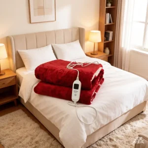 Electric Multi Function Heated Throw Blanket 6 Heat Settings Auto Off Remote Control Machine Wash Home Office
