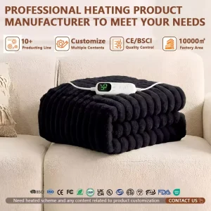 Electric Throw Heated Blanket with Safety Protection and Auto Shut Off OEM ODM Factory