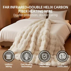 Electric Throw Rabbit Fur Fabric Crystal Ultra Soft Cooling Heating Pad Thermal Warm Electric Blankets for Winter Bed
