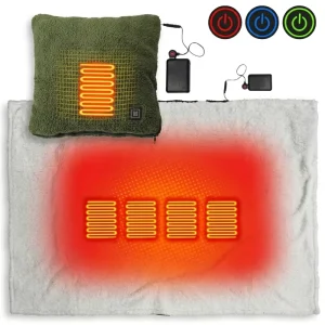 Electric USB Heated Throw Heated Pillow Blanket for Winter Portable Europe Style Folded Knitted Travel Outdoor Blanket
