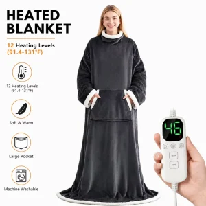 Electric Wearable Blanket Flannel 12 Heating Levels Overheat Protection Portable Warm Throw for Travel Camping OEM Manufacturer