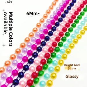 Elegant 6mm Colorful Half Pearl Bead Chain Flatback Trim Banding Eco Friendly Durable for DIY Craft Projects Garment Shoes