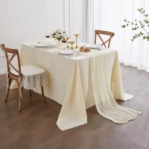 Elegant Cheesecloth Table Runner in Soft Natural Fabric for Rustic Wedding Decor
