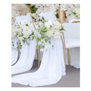 Elegant Double Organza Chair Sashes Tie Back Polyester Tulle Wedding Chiffon Chair Sashes