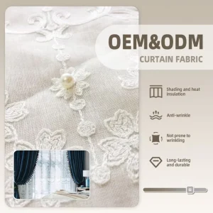 Elegant Embroidered Jacquard 100% Polyester Lightweight Nonwoven Sheer Curtain Fabric for Living Room