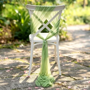 Elegant European style Chiffon Chair Sashes Wedding Chair Back Light Green Sheer Decoration for Outdoor Weddings Events