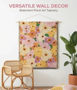 Elegant Fade Resistant Customizable Multi Function Throw Blanket Sofa Cover Pink Flower Pattern Polyester Cotton Jacquard