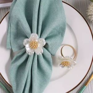 Elegant Flower Round Napkin Rings Metal Napkin Buckle Holders for Dinner Wedding Party