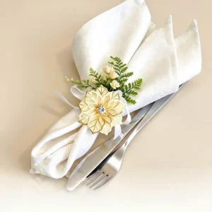 Elegant Flower Shape Cloth Napkins Accessories Custom Metal Rose Flowers Napkin Buckle Ring Decorations