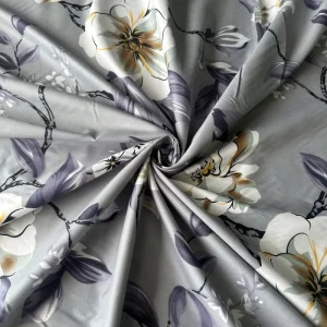 Elegant Ink Wash Magnolia Floral Twill Garment Ready Silky Touch Woven 100% Polyester Bed Linen Fabric