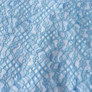 Elegant Lake Blue Lightweight Knitted Lace Fabric Soft Breathable and Skin Friendly for Women’s Dresses and Skirts