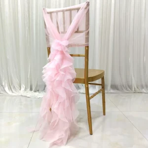 Elegant Plain Chiffon Chair Sash 100% Polyester Easy Installation for Wedding