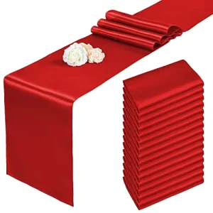 Elegant Red Glossy Satin Table Runner Shiny Fabric Table Scarf Wedding Holiday Table Decor