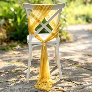 Elegant Romantic Wedding Chair Back Decoration Chiffon Chair Back Ginger Fabric European Style Outdoor Wedding Chair Back Sashes