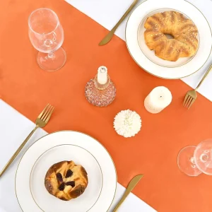 Elegant Satin Table Runner 12x108Inch Waterproof Banquet Fabric with Anti Slip Backing for Party Decor