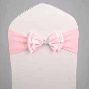 Elegant Simple Satin Spandex Elastic Bow Chair Sashes Wedding Chain Universal Chair Buckle for Banquet Party Home Decoration