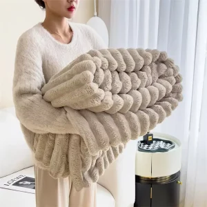 Elegant Solid Faux Cashmere Modern Blanket Ultra Soft Plush Warm Non Slip Machine Washable All Season Home Hotel Bedroom Sofa