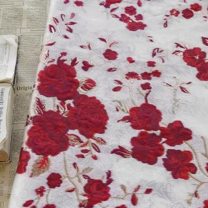 Elegant Style Customizable Metallic Fabric 3D Pattern Floral Woven Jacquard Brocade Fabric Material for Dress Wear