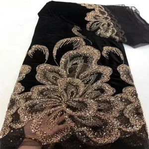 Elegant Velvet Fabric Beaded Fabric Women’s African Wedding Dress Cheongsam