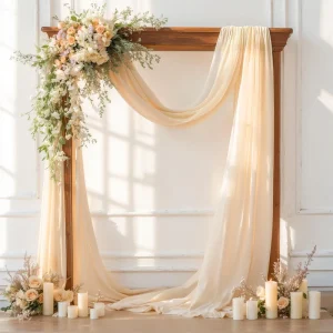 Elegant Wedding Arch Draping Fabric Sage Green Sheer Drapes Backdrop Curtain Pearl Chiffon Ceiling Drapery