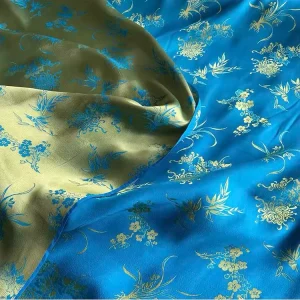 Elegant Woven Peony Bamboo Chrysanthemum Orchid Heavyweight Shamesuse Silk Jacquard Fabric for Garment Home Textile