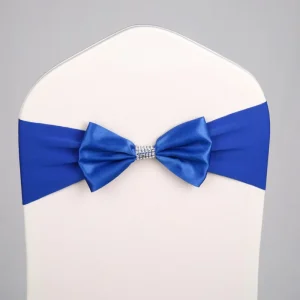 Elegant and Simple Elastic Wedding Bow Chair Sashes with Rhinestones Big Stretch Decoration for Parties
