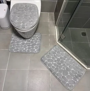 Embossed Bathroom Bath Mat Coral Fleece Non slip Carpet in Bathtub Floor Rug Shower Room Doormat Memory Foam Pad